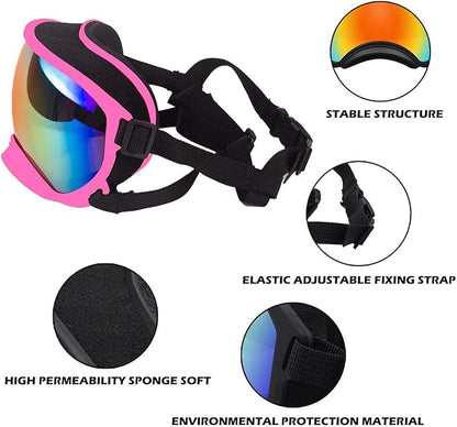 Medium Dog Sunglasses with Adjustable Strap UV Protection, Winproof Dog Puppy Sunglasses, Suitable for Medium Dog Pet Glasses, Dogs Eyes Protection,Soft Dog Goggles