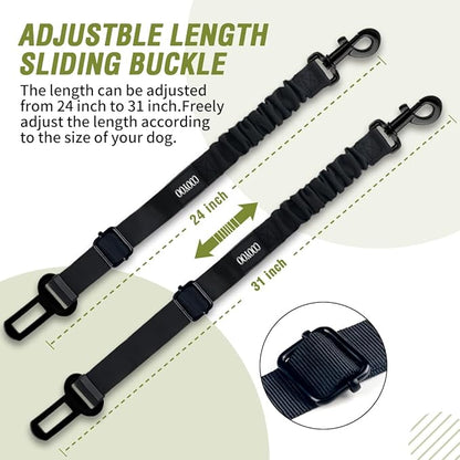 COOYOO Dog Seat Belt,Retractable Dog Car Harness Seat Belt for Car Adjustable Nylon Pet Safety Seat Belts Heavy Duty &amp; Elastic Bungee Buffer