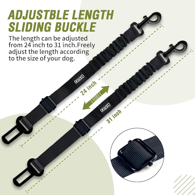 COOYOO Dog Seat Belt,3 Piece Set Retractable Dog Car Adjustable Seatbelts for Vehicle Nylon Pet Safety Heavy Duty &amp; Elastic &amp; Durable Car Harness for Dogs