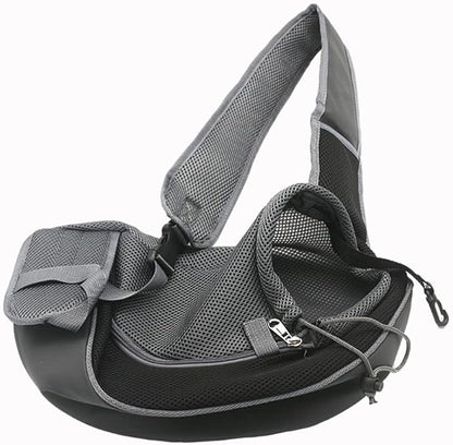 Pet Dog Sling Carrier, Breathable Mesh Portable Travel Safe Pet Sling Shoulder Bag Carrier with Adjustable Non-Slip Shoulder Strap for Small Dogs Cats Puppy (Large, Black)