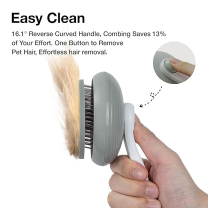 Cat Brush for Shedding, Pet Grooming Self Cleaning Slicker Brush for Cats &amp; Dogs, Grey