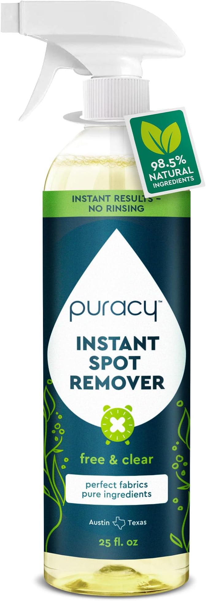 Puracy 25oz Instant Spot Remover &amp; Fabric Stain Remover - Cleaning Spray, Stain Spray - Car Cleaner - Carpet Stain Remover, Carpet Spot Cleaner, Carpet Cleaning Solution, Free &amp; Clear, 25 Fl Oz