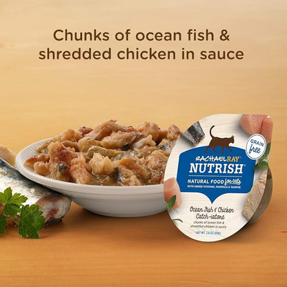 Nutrish Rachael Ray Grain Free Wet Cat Food Ocean Fish &amp; Chicken Catch-iatore, 2.8 oz. Cup, 24 Count
