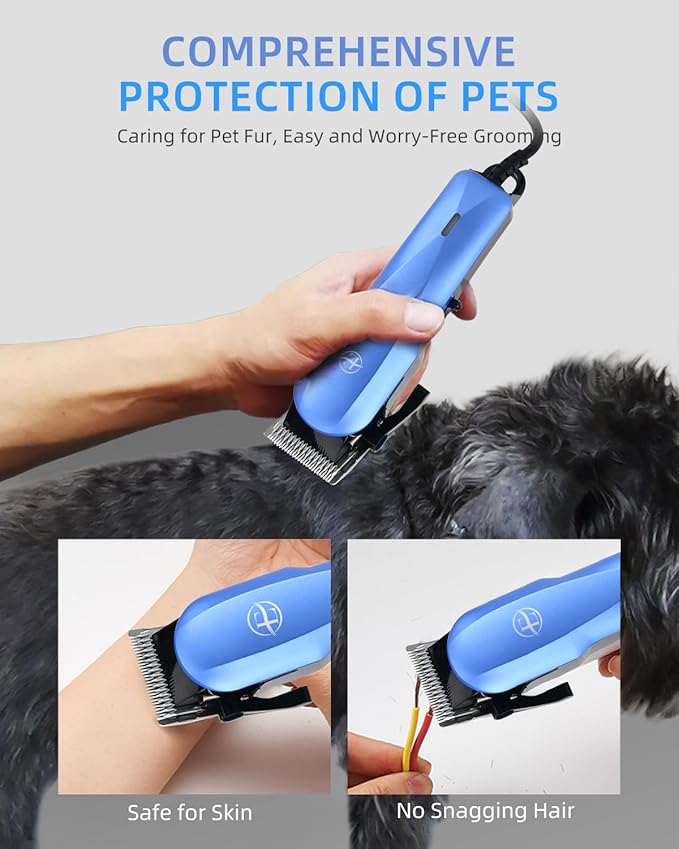 Professional Dog Grooming Clippers Kit, 24V High Power for Thick Coats, Quiet Dog Clippers with 10 Metal Guard Combs &amp; Brush, Ideal Dog Hair Remover for Cats and Pets
