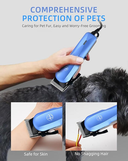 Professional Dog Grooming Clippers Kit, 24V High Power for Thick Coats, Quiet Dog Clippers with 10 Metal Guard Combs &amp; Brush, Ideal Dog Hair Remover for Cats and Pets