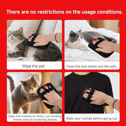 Pet Hair Remover, Electrostatic Pet Hair Removal Gloves-2-piece Set, Reusable Cat &amp; Dog Hair Remover for Couch, Furniture, Carpet, Curtain, Upgraded Animal Fur Removal Tool