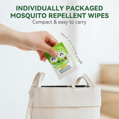 30 PCS Mosquito Repellent Wipes, Individually Wrapped Insect Repellent Wipes Made of Natural Plant-Based Essential Oils, Safe &amp; Effective Insect Protection Perfect for Outdoor Activities, Long-Lasting