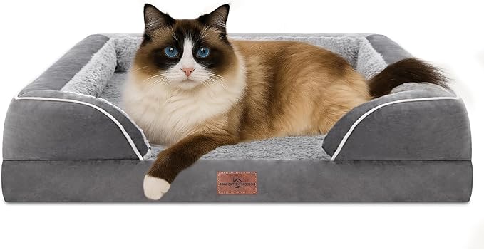 Comfort Expression Small Dog Beds Waterproof Cat Beds Orthopedic Foam Sofa Bed for Small Dogs Comfy Pet Bed with Washable Removable Cover &amp; Non-Slip Bottom(XX-Small,Grey)