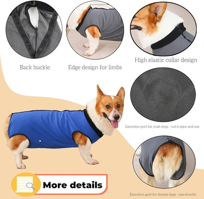 Dog Surgery Recovery Suit,Abdominal Surgical Suit for Dogs,Recovery Suit for Dogs,Prevent Licking Surgical Wound Dog Cone Alternative Grey M