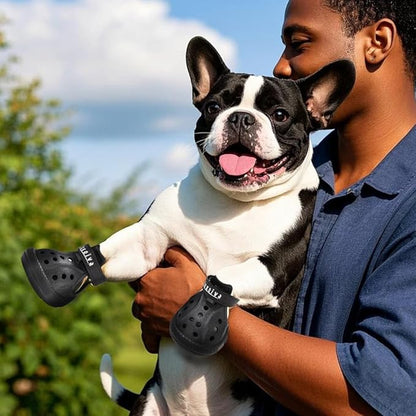 JZXOIVA Dog Shoes for Hot Pavement, Dog Booties for Large Dogs, Breathable Dog Boots &amp; Paw Protectors, Adjustable Non-Slip Dog Rain Booties, Waterproof Pets Sandals for Beach Black Size 9