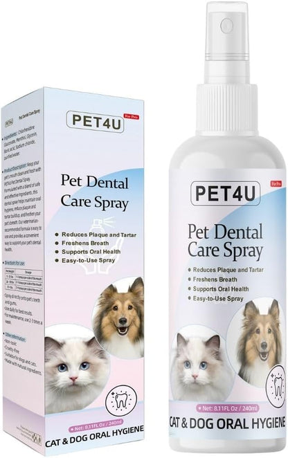 Dog Breath Freshener, 8 oz - Fights Plaque, Tartar &amp; Bad Breath - Gentle Gum Care &amp; pH Balance - Dog Dental Care for Cat and Dog - No-Brush Solution
