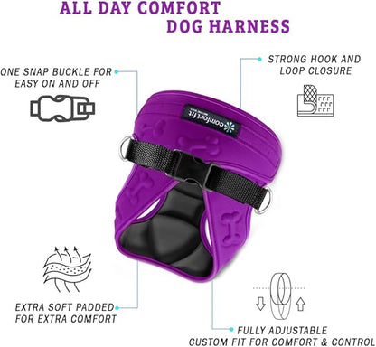 Comfort Fit Dog Harness No Pull with Adjustable Buckles Soft Padded Reflective Choke Step-in Pet Vest with Easy Control Handle for Small Medium Large Dogs &amp; Puppies for Walking Running Training