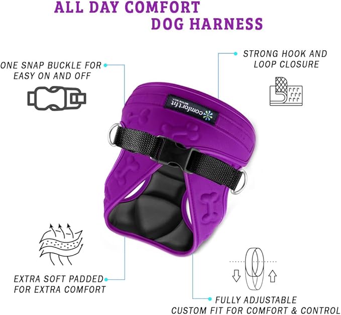 Comfort Fit Dog Harness No Pull with Adjustable Buckles Soft Padded Reflective Choke Step-in Pet Vest with Easy Control Handle for Small Medium Large Dogs &amp; Puppies for Walking Running Training