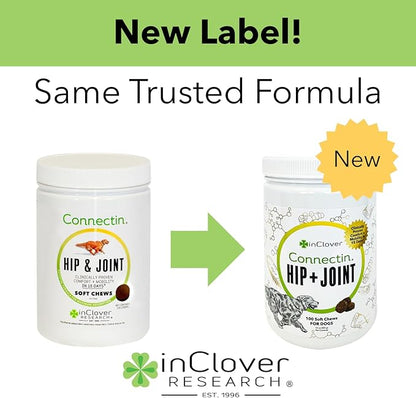 InClover Connectin Natural Hip &amp; Joint Supplement for Dogs with Glucosamine, Chondroitin &amp; Hyaluronic Acid - Soft Chew for Dog Mobility, Comfort &amp; Active Lifestyle Support, 100 Count