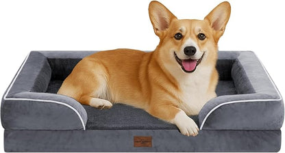 Comfort Expression Medium Dog Beds Waterproof Orthopedic Foam Dog Sofa Beds for Medium Large Dogs Comfy Pet Bed with Washable Removable Cover &amp; Non-Slip Bottom(Medium,Dark Grey)