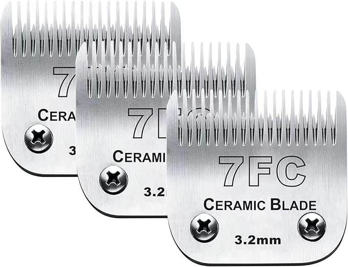 3pcs 7FC Blades Dog Grooming Replacement Blades Compatible with Andis Dog Clipper,Ceramic Blade &amp; Stainless Steel Blade