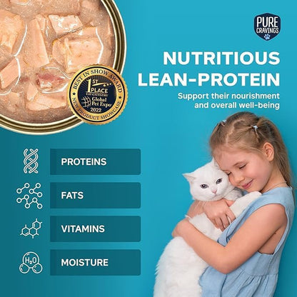 Wet Cat Food Variety Pack Tuna, Salmon, Sardines, Tuna/Salmon in Gravy, 100% Mercury-Tested, Moist Can Fish for Cats, Grain-Free, Protein, Non-GMO, Pack of 12