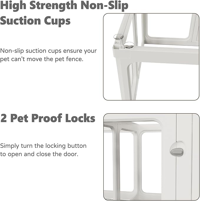 Clear Acrylic Dog Playpen with Door, for Puppy Cat Rabbit Transparent Pet Pen, Dog Playpen Indoor, Dog Fence, Easy Assemble &amp; Cleaning Dog Pen for Small &amp; Medium Dogs (23.6“ Height, 8PCS)