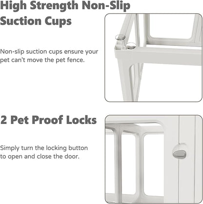 Clear Acrylic Dog Playpen with Door, for Puppy Cat Rabbit Transparent Pet Pen, Dog Playpen Indoor, Dog Fence, Easy Assemble &amp; Cleaning Dog Pen for Small &amp; Medium Dogs (23.6“ Height, 10PCS)