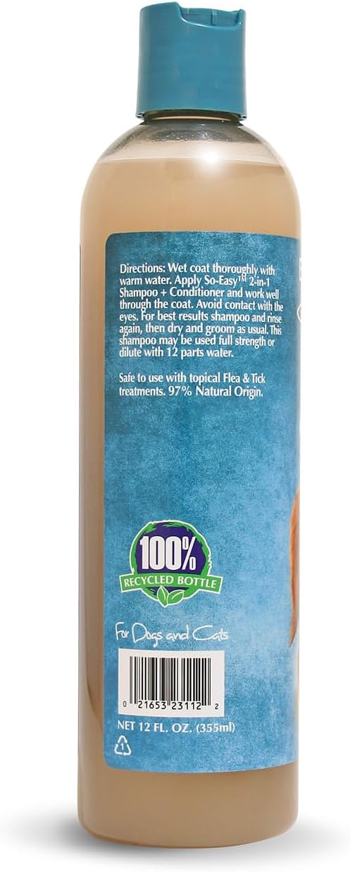 Bio-groom So Easy 2 in 1 Shampoo &amp; Conditioner - Dog &amp; Puppy Shampoo and Conditioner, Detangling Dog Wash for Grooming, Soap Free, 12:1 Concentration - Tropical Fruit Scent, 12 fl oz