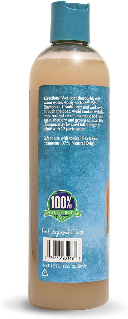 Bio-groom So Easy 2 in 1 Shampoo &amp; Conditioner - Dog &amp; Puppy Shampoo and Conditioner, Detangling Dog Wash for Grooming, Soap Free, 12:1 Concentration - Tropical Fruit Scent, 12 fl oz