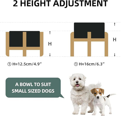 Ceramic Raised Double Bowls Set with Stand, 2 Heights Elevated, Food &amp; Water Bowls for Small Breed Dogs, Weighted Dog Dishes, Pet Bowl(6.1&