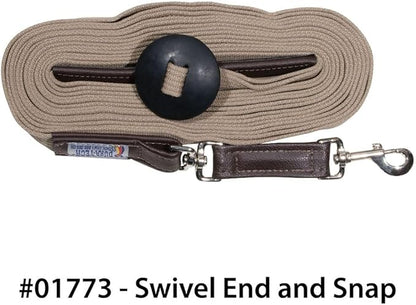 Schneiders Dura-Tech German Web Cord Lunge Line for Horses | Soft Grip Ribbed Webbing | Lightweight &amp; Durable | Nickel-Plated Snap or Chain Options | Lunge Line with 30" Chain