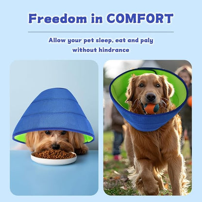 Soft Dog Cone Collar After Surgery Alternative for Dogs to Stop Licking, Comfy Collars for Large/Medium/Small Pet, Adjustable Elizabethan Neuter Recovery E Cones of Shame Neck &amp; Head Ecollars
