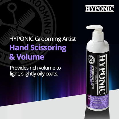 HYPONIC Grooming Artist Shampoo - Hypoallergenic Pet Shampoo for Groomers (Hand Scissoring &amp; Volume (17.9 oz))