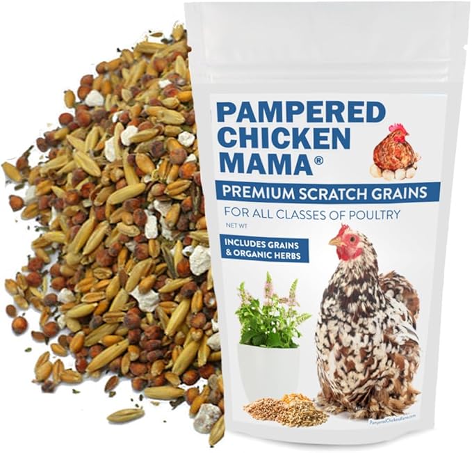 Pampered Chicken Mama Backyard Feed - Premium Scratch Treat - High Protein &amp; Calcium All-Natural Grower Feed Supplies for Laying Chickens (2.5 Pounds)