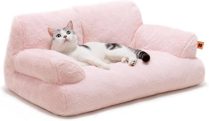 MEWOOFUN Cat Bed for Indoor Cats, Washable Dog Beds for Small Dogs &amp; Cats with Removable Cover, Fluffy Cat Couch with Non-Slip Bottom (Pink, 26.0" L X 19.0" W X 13.0" Th)
