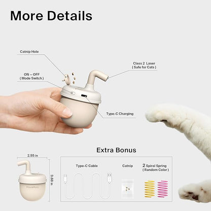 Cat Laser Toys, Automatic Cat Laser Toy Tumbler Design, Rechargeable Cat Laser Pointer 360°Irregular Rotation, 3 Modes Interactive Cat Toy for Indoor Cats of All Ages and Sizes (Beige)