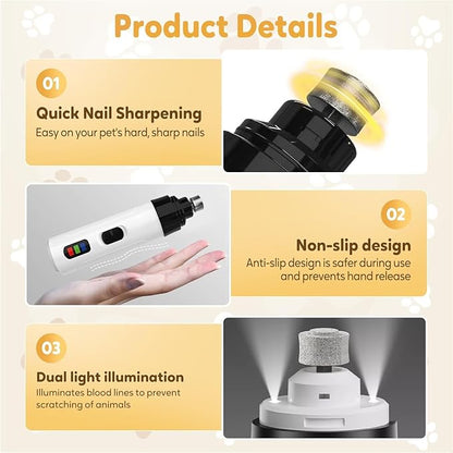 Silent Groom Pro Nail Grinder, 2025 New Electric Dog Nail Trimmer, Pet Nail Grinder for Dogs Cats, Rechargeable Dog Nail Clippers, Pet Paws Grooming &amp; Smoothing Tool