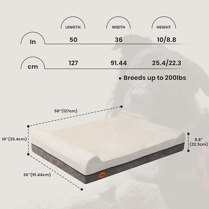 Laifug Orthopedic Memory Foam Dog Bed Extra Large Dog Bed with Pillow and Durable Water Proof Liner &amp; Removable Washable Cover &amp; Smart Design(Dark Grey)