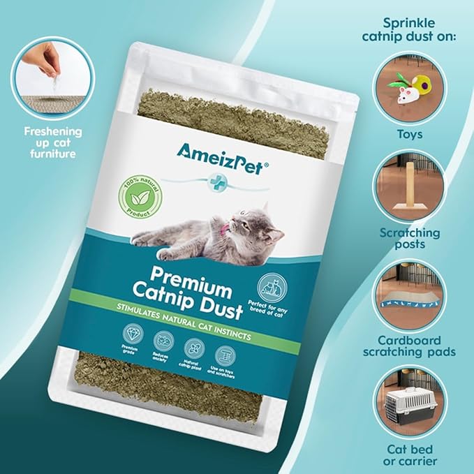 Catnip Dust for Cats, Catnip Alternative for Training &amp; Play, Cat &amp; Kitten Behaviour Dust 40g (0.09 Oz)