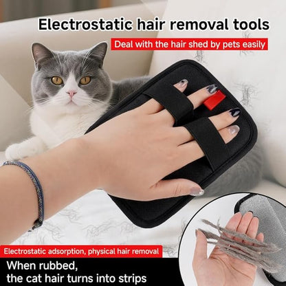 Pet Hair Remover, Electrostatic Pet Hair Removal Gloves-2-piece Set, Reusable Cat &amp; Dog Hair Remover for Couch, Furniture, Carpet, Curtain, Upgraded Animal Fur Removal Tool