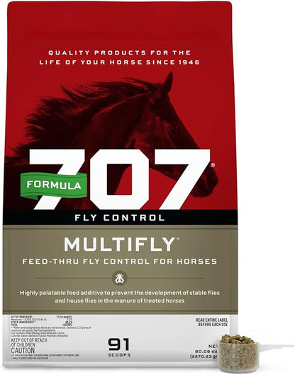 Formula 707 MultiFly Feed-Thru Fly Control Pellets for Horses - Palatable &amp; Safe Fly Population Reduction (5 lb Bag - 91 Servings)