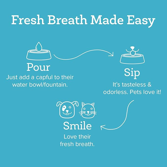 Oxyfresh Premium Pet Dental Care Solution Pet Water Additive: Best Way to Eliminate Bad Dog Breath and Cat Bad Breath - Fights Tartar &amp; Plaque - So Easy, Just Add to Water! Vet Recommended 128 oz.