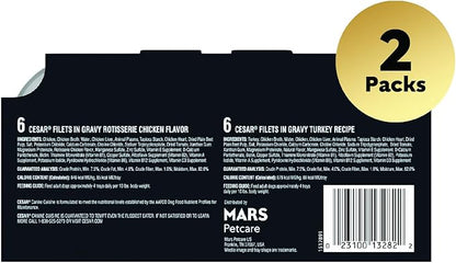 Cesar Filets in Gravy Adult Wet Dog Food, Poultry Lovers Multipack, 3.5 oz. (12 Count, Pack of 2)