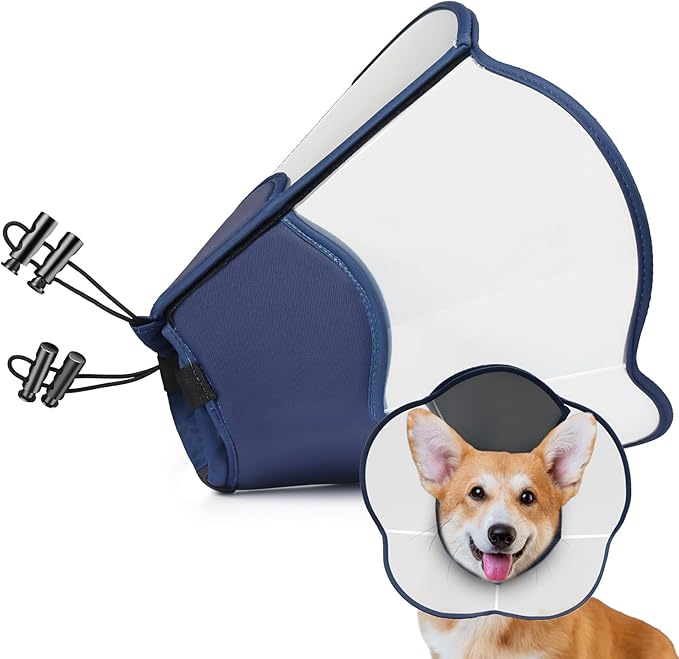 Hard &amp; Heavy Plastic Dog Cone Collar Alternative for Medium Dogs (French Bulldog Dachshund) After Surgery, Adjustable Recovery Cone Anti-Lick, Elizabethan Protective Collar Cone of Shame for Healing