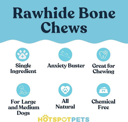hotspot pets 8-9 Inch Large Rawhide Dog Chew Rolls (10 Pack) - Made from Grass Fed Cows - Great for Dental &amp; Oral Care for Aggressive Chewers Large Dogs