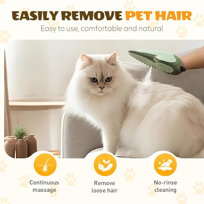 All-in-One Grooming Mist Glove for Pets, Upgrade Efficient Pet Hair Remover Gloves Grooming Spray Comb, Gentle Deshedding Efficient for Dogs &amp; Cats (Blue)