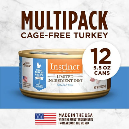 Instinct Limited Ingredient Diet Grain Free Real Turkey Recipe Natural Wet Canned Cat Food by Nature&