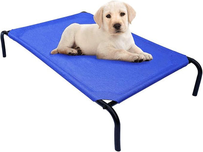 PHYEX Raised Pet Cot for Small Pets, Elevated Dog Bed with Breathable Mesh, Sturdy Steel Frame for Indoor &amp; Outdoor Use, Non-Slip Design, Easy Clean, 33-Inch Blue