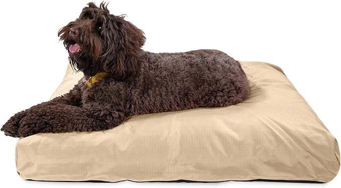 K9 Ballistics Tough Rectangle Pillow Large Dog Bed - Removable Cover, Washable, Durable &amp; Water Resistant Dog Bed Made for Large Dogs 40"x34" Sandstone
