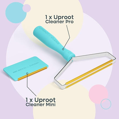 Uproot Cleaner Pro Pet Hair Remover &amp; Mini - Pet Hair Removal Tool Multi Fabric Edge &amp; Carpet Scraper - Cat for Couch, Cat Towers, Car Detailing The Furry-Situation Survival Kit