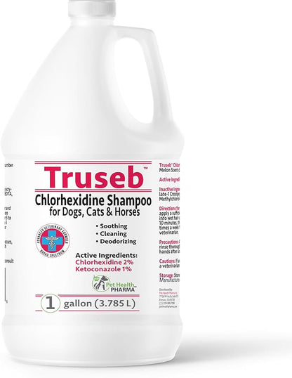 Truseb All Natural Topical Ketoconazole and Chlorhexidine Shampoo for Dogs, Cats &amp; Horses with Aloe Vera Shampoo and Conditioner(Ketoconazole &amp; Chlorhexidine Shampoo, 1 Gallon)
