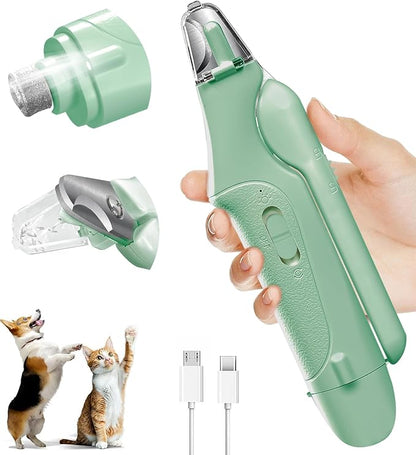 Dog Nail Clippers &amp; Cat Nail Clipper with Catcher, 2 in 1 Dog Nail Trimmers &amp; Grinder with Light for Large Small Dogs Cats,Silent Groom Pro Claw Trimmer, Rechargeable Dogs Nails Grinder Quiet