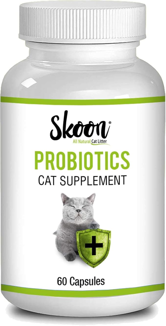 Skoon Probiotics Cat Supplement (60 Capsules) - Chicken &amp; Tuna Flavored - Improves Gut Health, Immunity, Skin Conditions, and Litterbox Smell