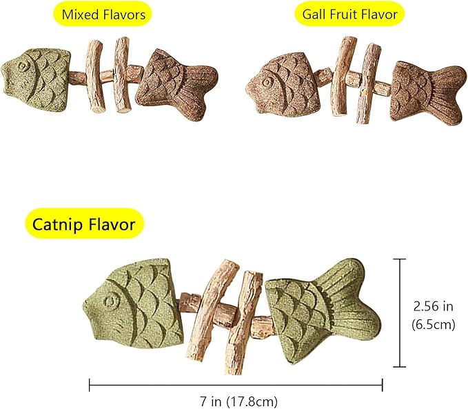 3 Pack Catnip Toys, Healthy Cat &amp; Kitten Teeth Cleaning Dental Chew Toy, Contain Catnip, Natural Silvervine, and Gall Fruit, Interactive Cat Toys for Indoor Cats, are Edible for All Cats Breeds